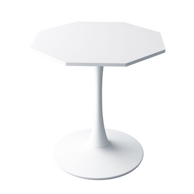 NicBex Contemporary Octagonal Dining Table with MDF Table Top Metal Base White