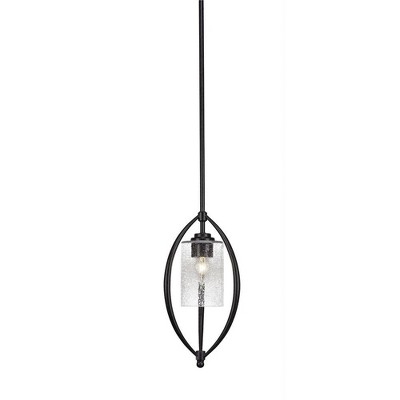 Toltec Lighting Marquise 1 - Light Pendant in  Dark Granite with 4" Clear Bubble Shade