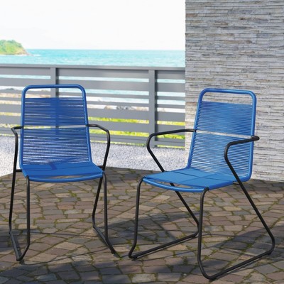 2pk Outdoor Arm Chairs - Blue - TK Classics