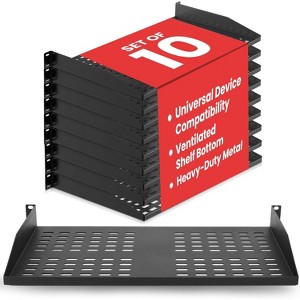 Pyle 1U Server Rack Shelf Mount Tray - Universal Device Placement Rack (PLRSTN14UX10) - Heavy-Duty Metal - 10-Pack - 1 of 4