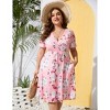 Clearlove Womens Plus Size Casual Midi Dresses Short Sleeve V Neck Drawstring Knee Length Split Dress - 2 of 4