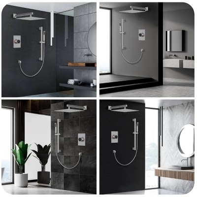 10" Brushed Nickel Adjustable Rainfall Shower System with Handheld