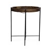 Homy Casa Round Wood Tray Top End Table with Black Metal Frame, Walnut - 4 of 4