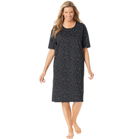 Dreams & Co. Women's Plus Size Short-sleeve Sleepshirt - 7x/8x, Black :  Target