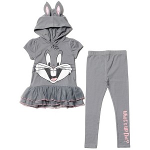 LOONEY TUNES Buggs Bunny Girls Cosplay T-Shirt Dress and Leggings Outfit Set Toddler - 1 of 4