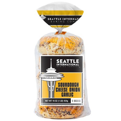Seattle International Sourdough Cheese Onion Garlic Bagel