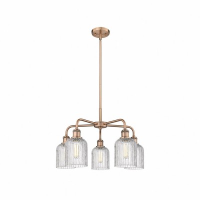 Bridal Veil - 5 Light Stem Hung Chandelier In Art Deco Style-14.5 Inches Tall and 23 Inches Wide