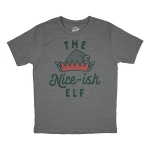 Youth The Nice Ish Elf T Shirt Funny Good Behavior Xmas Elves Joke Tee For Kids - Crazy Dog Youth T Shirt - 1 of 4