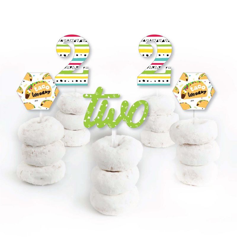 Big Dot of Happiness Taco Twosday - Dessert Cupcake Toppers - Fiesta Second Birthday Party Clear Treat Picks - Set of 24, 2 of 8