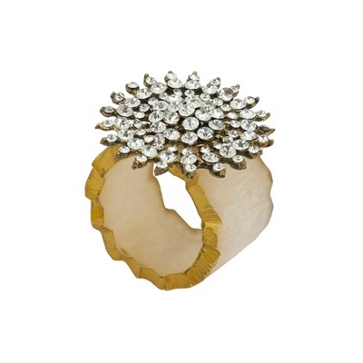 Saro Lifestyle Beaded Elegance Resin Napkin Ring (Set of 4), Gold
