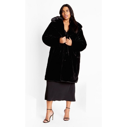 Women s Plus Size Remi Faux Fur Coat Black City Chic Target