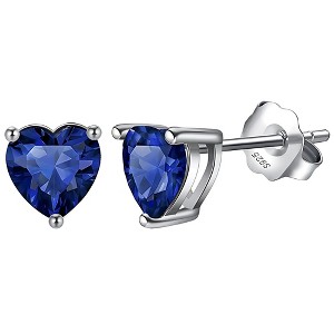 Birthstone Heart Earrings for Women by Ginger Lyne 6mm CZ Solitaire Stud Earrings Sterling Silver - 1 of 4