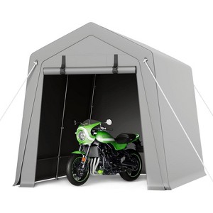 Heavy-Duty Portable Carport with Roll-Up Zipper Door, Waterproof Garage Storage Shed for Motorcycles, Bikes, Firewood and Outdoor Tools - 1 of 4