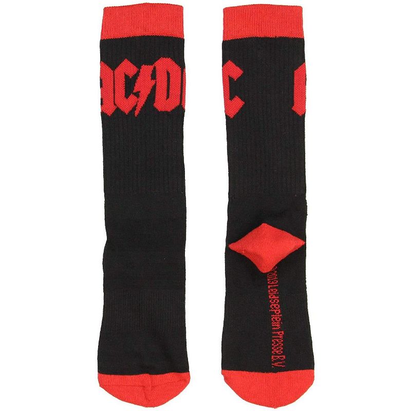 AC/DC Logo Athletic Crew Socks 2 Pair Pack For Men Multicoloured, 3 of 4