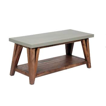 Brookside Coffee Table Concrete Coated Top and Wood Light - Alaterre Furniture