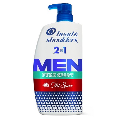Head and Shoulders Mens 2 in 1 Dandruff Shampoo and Conditioner, Anti-Dandruff Treatment, Old Spice Pure Sport for Daily Use, Paraben Free, 40 oz
