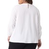 Agnes Orinda Women's Plus Size Pleated Keyhole Neck 3/4 Sleeve Business Casual Blouses - 4 of 4