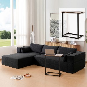 TIRAMISUBEST 112" Modular L Shape Sectional Sofa with Free Side Table Wrinkle-resistant Boucle Fabric Couch with Chaise - 1 of 4