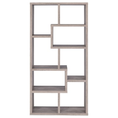 Transitional Driftwood Gray 70.75" Wooden Cube Bookcase