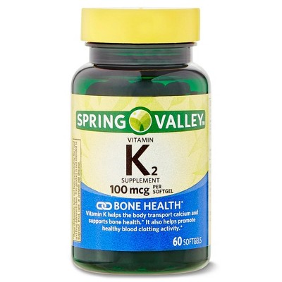 Spring Valley Vitamin K2 Supplement, 100 mcg, 60 Softgel Capsules