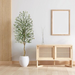 4FT-7FT Faux Olive Tree with Green Leaves and Big Fruits for Indoor and Outdoor - 1 of 4