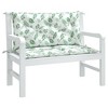 vidaXL 2pcs Green Outdoor Garden Bench Cushions - 39.4"x19.7"x2.8" - Leaf Pattern - UV and Water-Resistant Polyester Fabric - 3 of 4