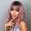 Jessie's Wig Short Wavy Synthetic Lolita Cosplay Party Wig for Women Ombre Pink Color 16 Inch - 2 of 4