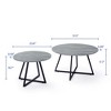 CAVINAS Modern Nesting Coffee Table Set,Round Tea Table with Black Cross Metal Legs,Gray Wood Grain Desktop,2-Piece Tables for Living Room - 3 of 4