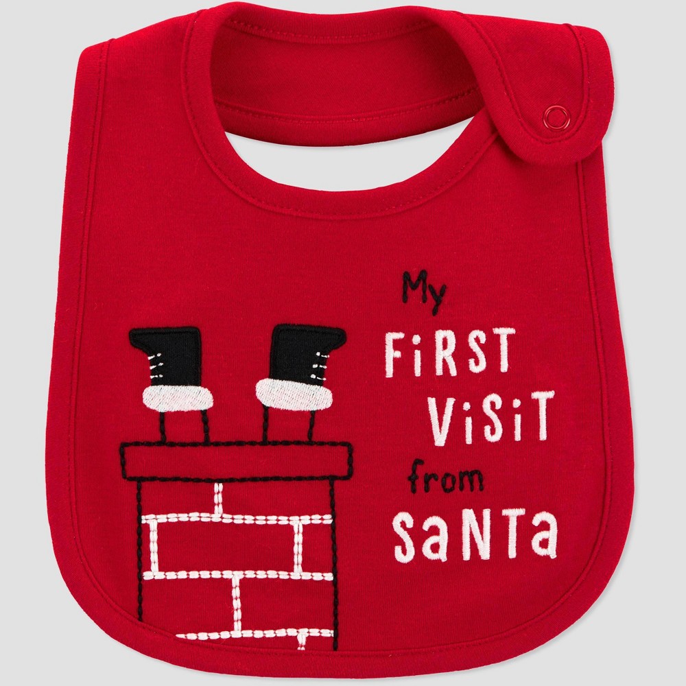 Baby 'First Visit From Santa' Bib - Just One You made by carter's Red