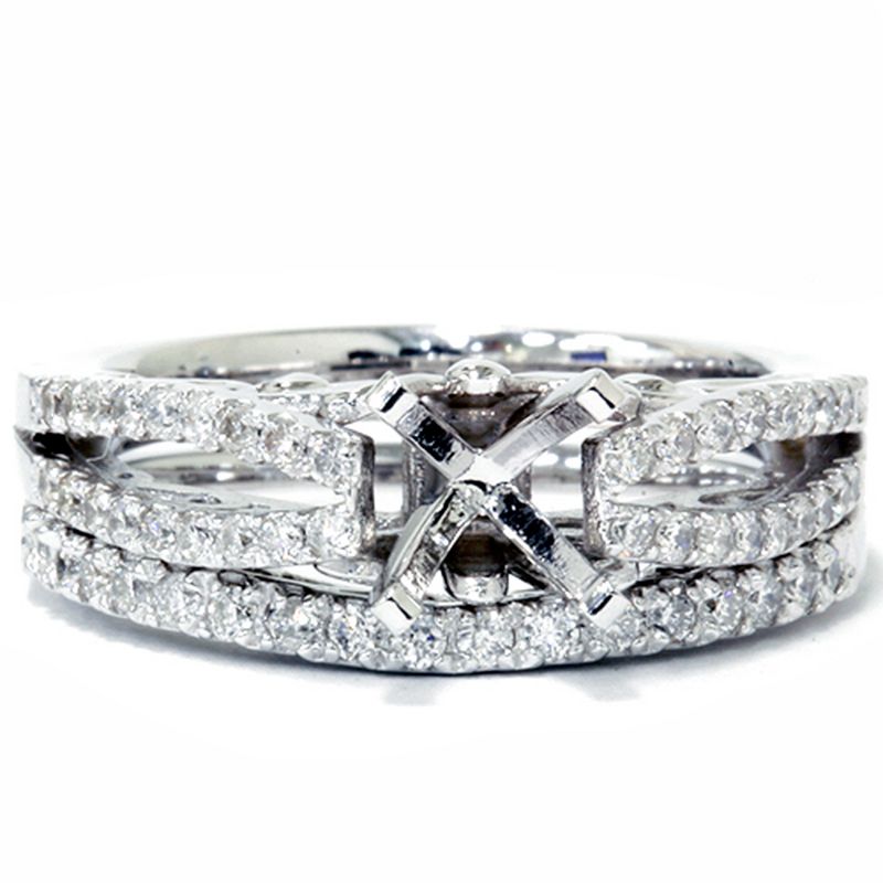 Pompeii3 3/4ct Vintage Diamond Engagement Ring Bridal Set 14K White Gold, 3 of 5