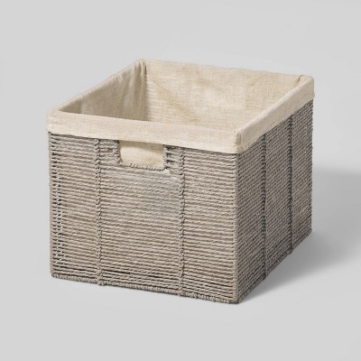 14.75&#34; x 13&#34; x 11&#34; Large Lined Woven Milk Crate Gray - Brightroom&#8482;