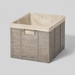 14.75" x 13" x 11" Large Lined Woven Milk Crate Gray - Brightroom™: Decorative Storage Basket, Rectangle, Traditional Style - 1 of 4