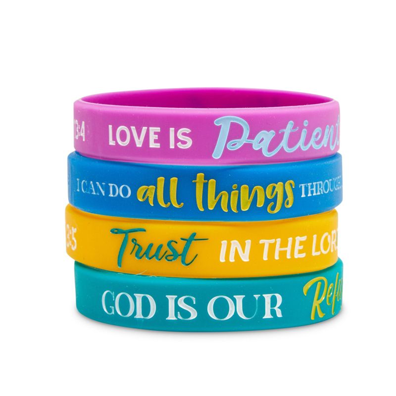 Faithful Finds 24 Pack Religious Silicone Bracelets, Motivational Christian Rubber Wristbands, 2 of 8