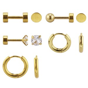 Set of 5 Screwback Earrings 18k Gold Plated: Hoops and Studs - 1 of 2