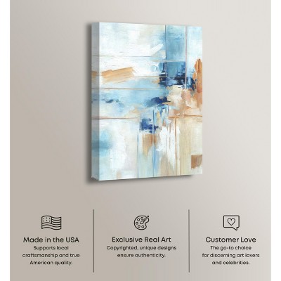 Blue and Beige Abstract Canvas Wall Art, 16" x 24"