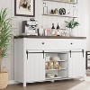 Acekool Farmhouse Buffet Cabinet, White Kitchen Sideboard with Sliding Barn Doors & 5 Drawers, Coffee Bar Storage for Dining Room, Living Room - 3 of 4