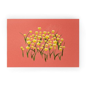 Joy Laforme Pansies in Gold and Coral Welcome Mat - Society6 - 1 of 2