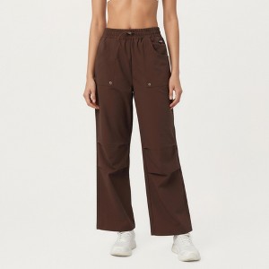 Anna-Kaci Active Women's High Waist Wide Leg Cargo Sweatpants with Adjustable Drawstring and Utility Pocket Design - 1 of 4