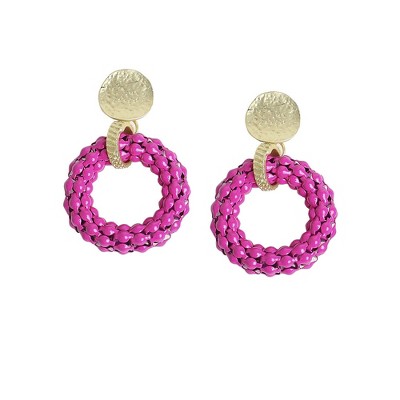 SOHI Women's Hot Pink Casual Drop Earrings