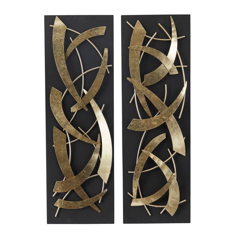 Set of 2 Metal Abstract Dimensional Wall Decors with Wood Backing Gold - Olivia & May, 4 of 16