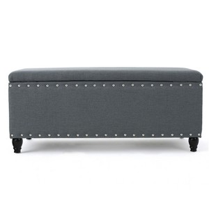 Gulches Gray Faux Fur Storage Bench - Modern Pleated Design with Safety Hinge, Large Storage & Metal Feet, Versatile for Bedroom - 1 of 4