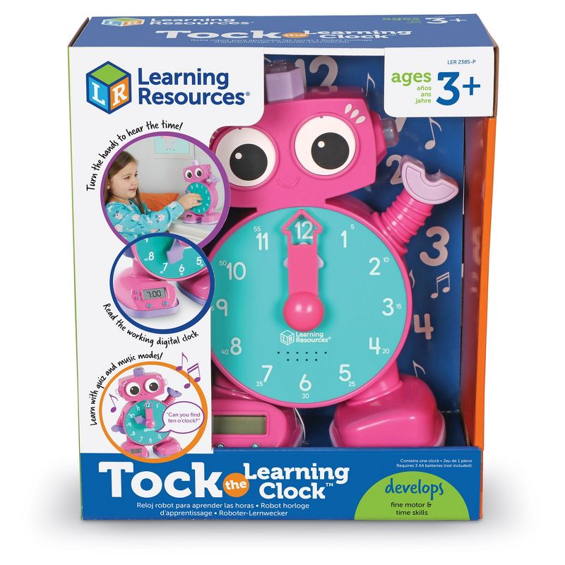 Learning Resources Tock the Learning Clock - Pink, 5 of 6