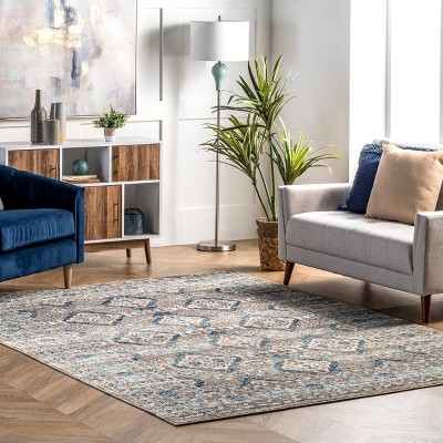 Reversible Blue Diamond 3'x5' Easy-Care Synthetic Area Rug