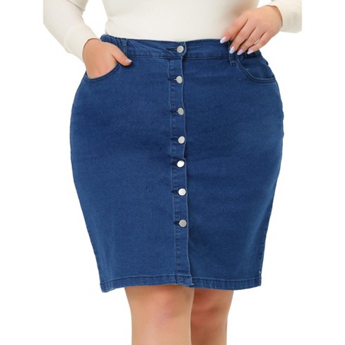 Agnes Orinda Women's Plus Size Denim Casual Mini Pockets Button