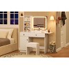 Vanity Desk with LED Lighted Mirror & Power Outlet, Makeup Vanity with Drawers & Cabinet & Chair, Vanity Table Set for Bedroom - 3 of 4