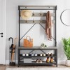 Coat Rack Shoe Bench Industrial Hall Tree Storage Bench for Entryway - 4 of 4