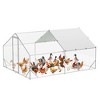 Large Metal Chicken Coop, Walk-in Poultry Cage with Cover, Spire Roof Hen House with Security Lock, Chicken Run for Backyard, 9.8' x 6.6' x 6.5' - 2 of 4