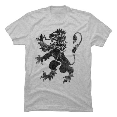Men's Design By Humans Black Lion Rampant By Snazzygaz T-Shirt