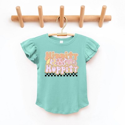 The Juniper Shop Hippity Hoppity Eggs Toddler Flutter Sleeve Tee