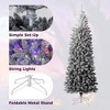 Pre-Lit Snow Flocked Pencil Christmas Tree, Gradient Lights, Foldable Metal Base, Lighted Holiday Decor - 4 of 4